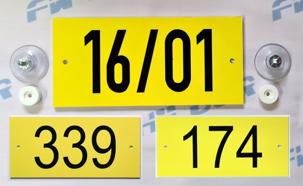 Innenschild "TAXI Ordnungsnummer", 15 x 7cm, gelb