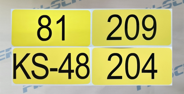Aufkleber "TAXI Ordnungsnummer", 15x7cm, gelb