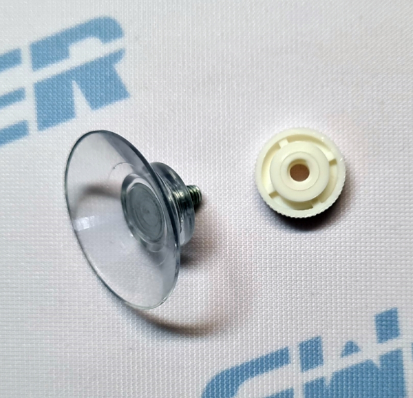 Saugnapf transparent Ø 30mm, mit Gewindemutter in weiß