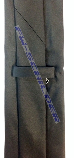 Krawatte schwarz, mit Emblem, 100% Polyester