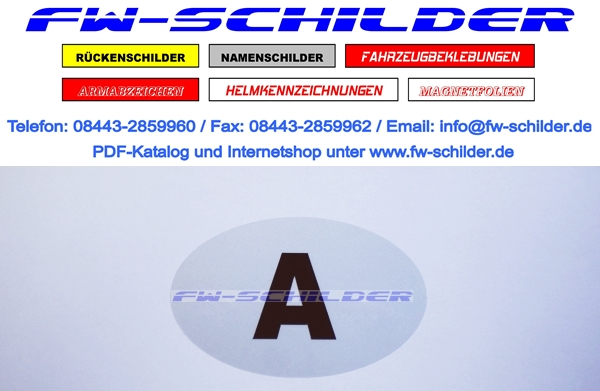 Aufkleber "A" schwarz, auf silberreflex Folie, oval