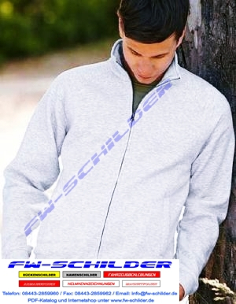 Sweat Jacke, inklusive Brust- & Rückenaufdruck, aus 80% Baumwolle / 20% Polyester, 280g/m²